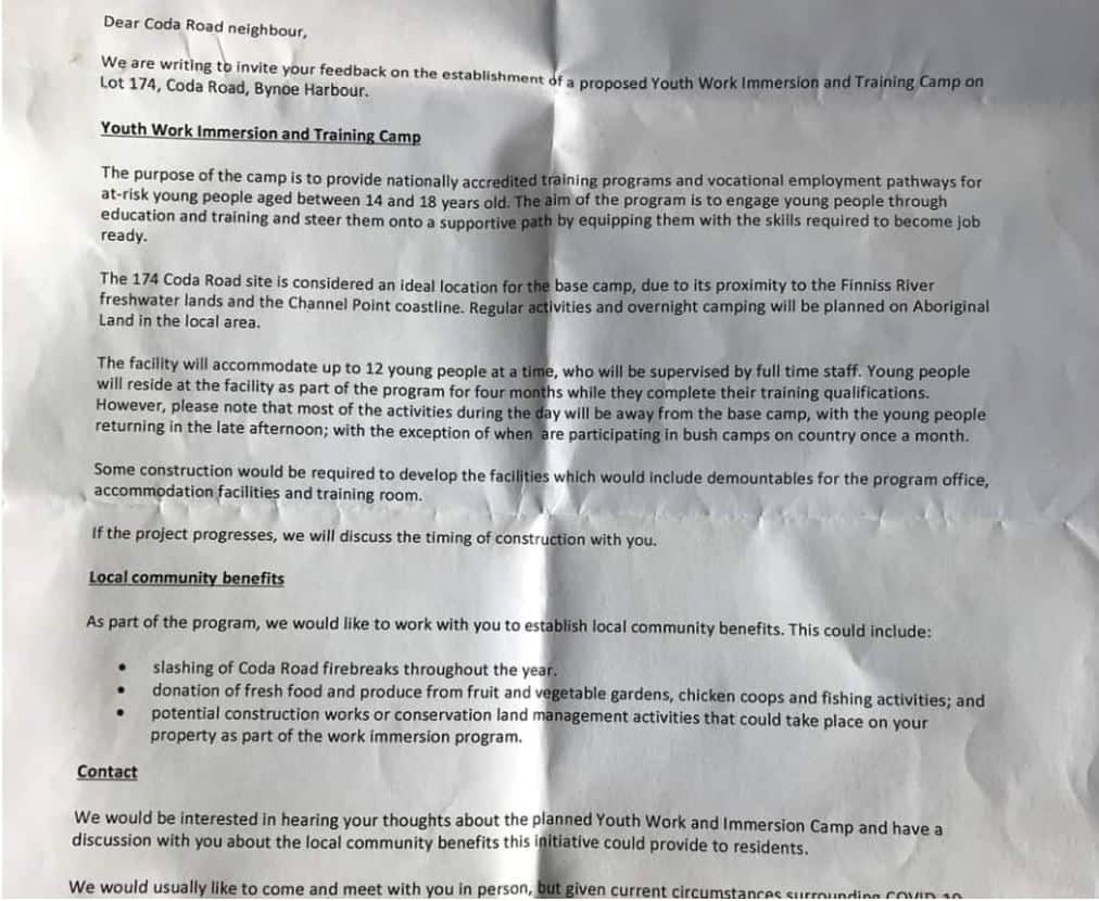 Letter to Coda Rd residents