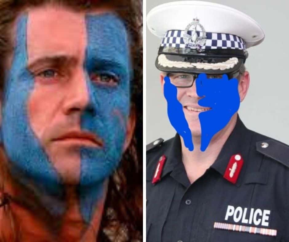 NT Police Commissioner Jamie Chalker as Braveheart