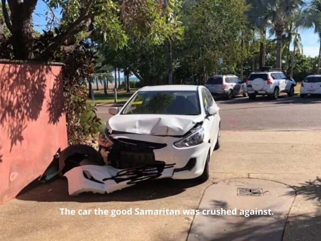 Car a man was crushed against.