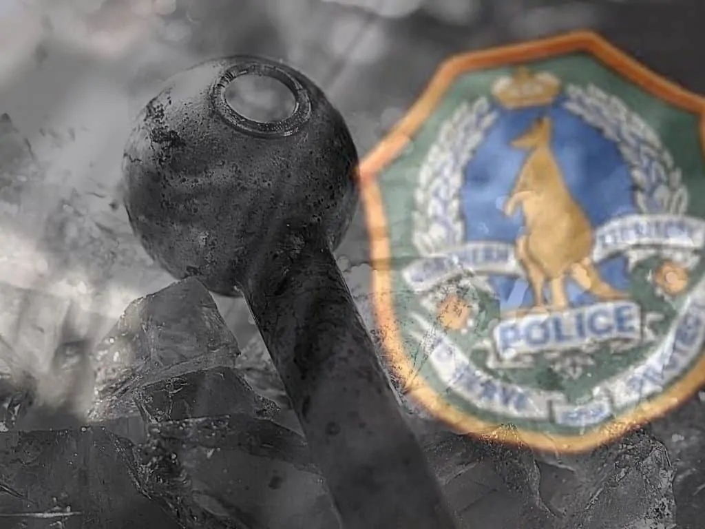 NT Police badge and ice pipe NT Police badge and ice pipe