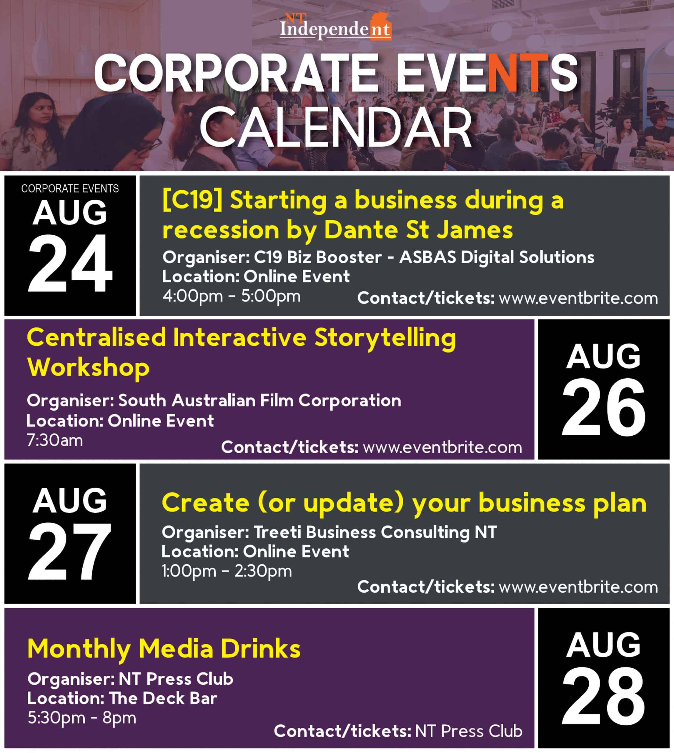 Corporate events calendar - August