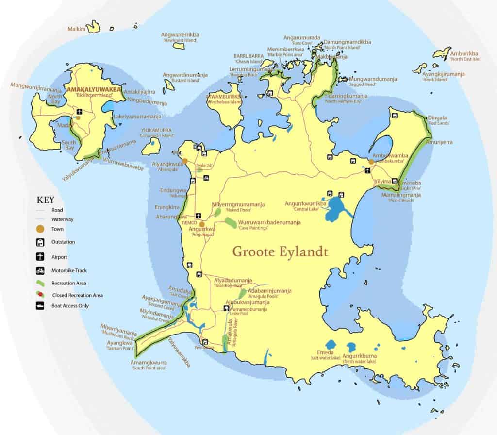 A map of Groote Eylandt