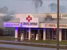 NT Oriental Emporium on fire
