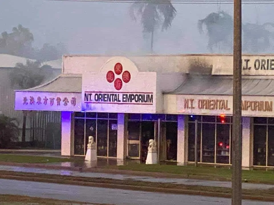 NT Oriental Emporium on fire