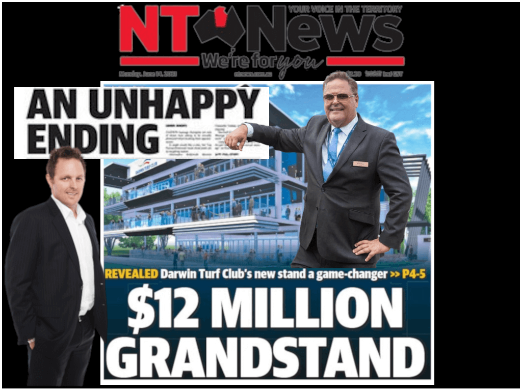 NT News editor Matt Williams and Darwin Turf Club chair Brett Dixon graphic