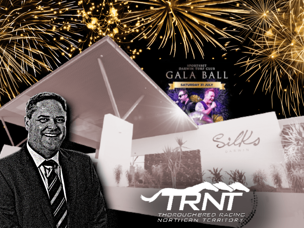 Darwin Turf Club chair Brett Dixon in a graphic with Silks and the Gala Ball