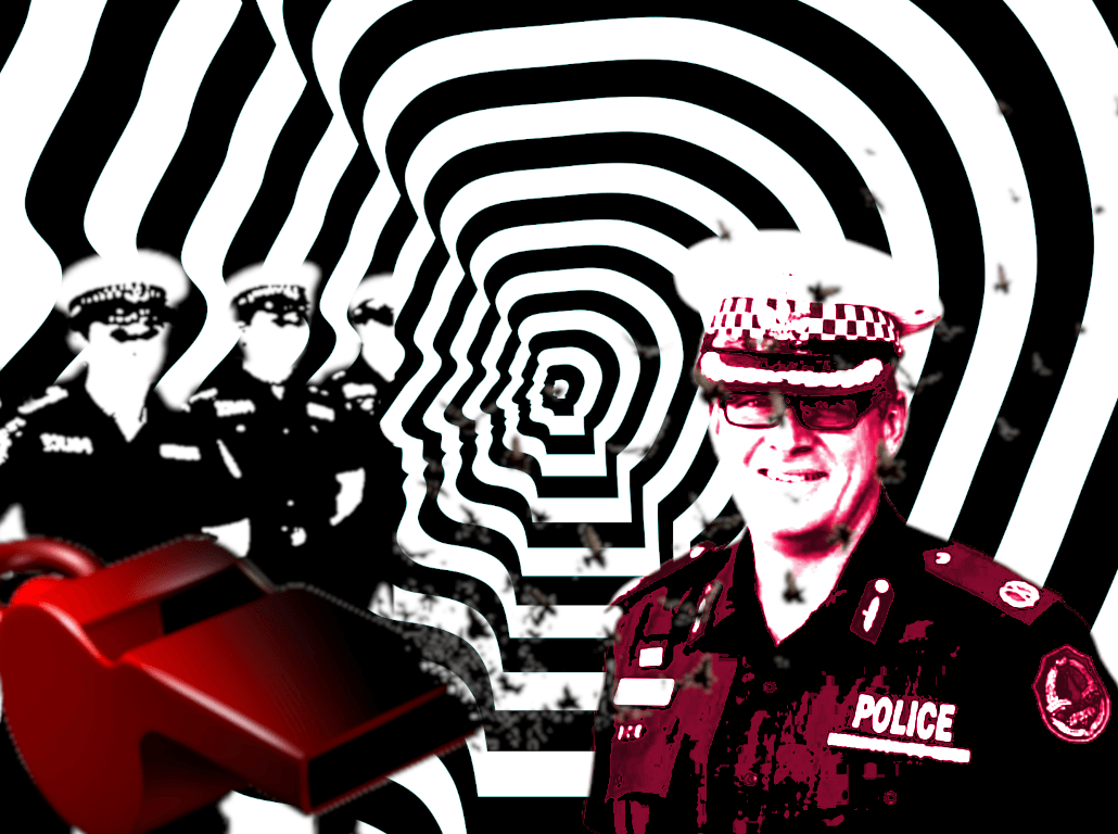 Police whistleblowers IV Jamie Chalker and NT Police whistleblower graphic