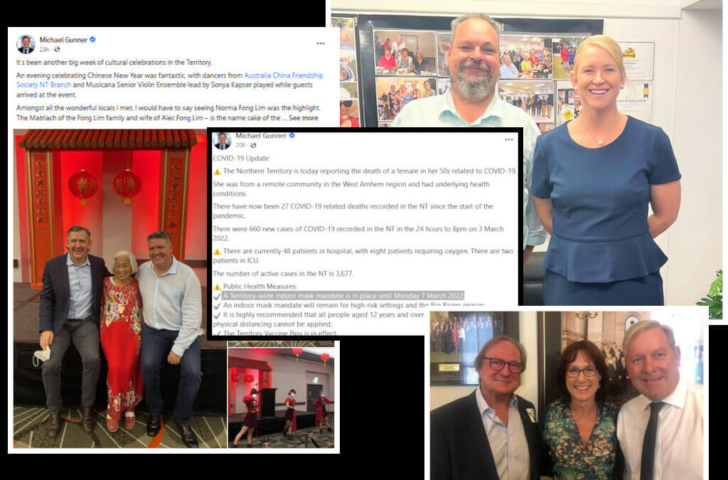Chief Minister latest pollie caught with his mask down for photo op, Victorian pollies fined for same act
