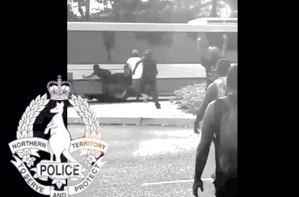 Video shows man being attacked by group before being hit by a bus