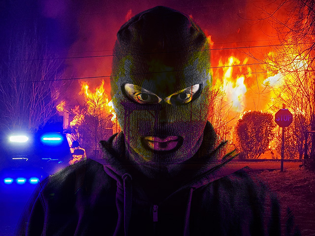 Masked man who allegedly set servo on fire arrested after setting car, bushland ablaze in chase: Police