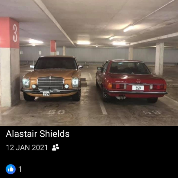 Alastair Shields' cars parked at the Waterfront.
