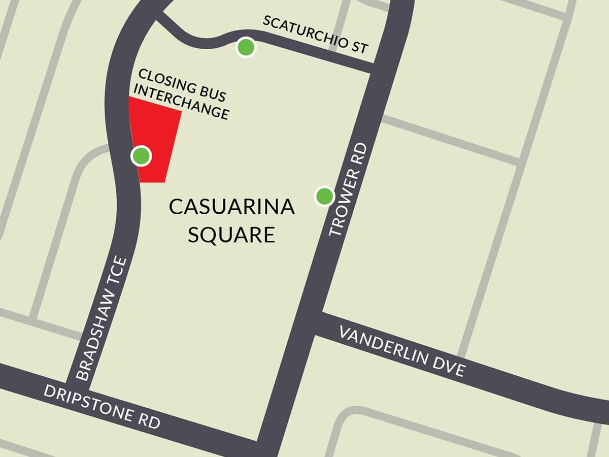 Casuarina bus interchange new stop map changes